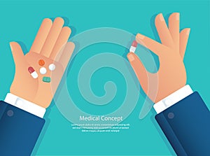 Taking the pills concept of medical vector illustration eps10