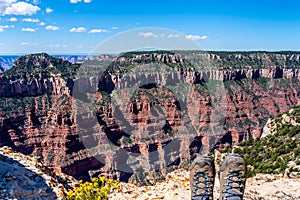 Taking a rest on a hike at Cape Royal on the North Rim of the Grand Canyon photo