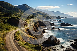 Taking a scenic drive along the Pacific Coast Highway - stock photo concepts