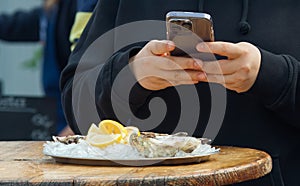 Taking selfie of the food at Prague street food market