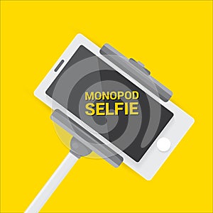 Taking Selfie Photo on Phone with monopod concept