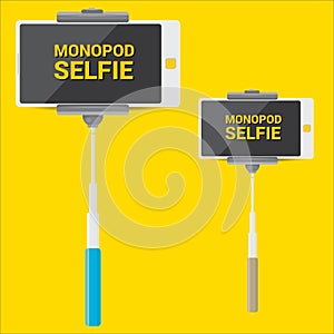 Taking Selfie Photo on Phone with monopod concept