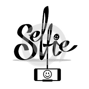 Taking Selfie Photo on Smart Phone concept illustration. Vector.