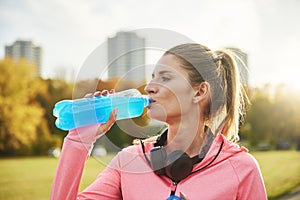 Taking a sip of refreshing water photo