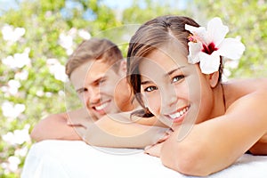 Taking some time for ourselves. Cute young couple enjoying a spa day together.