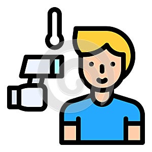 Taking temperature vector illustration, filled style icon