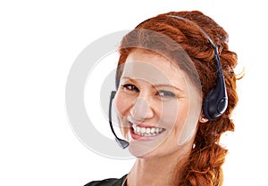 Taking your call with a smile. Portrait of an attractive young customer service representative wearing a headset.