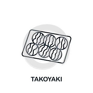 Takoyaki icon. Monochrome simple line Fastfood icon for templates, web design and infographics