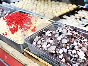 Takoyaki japanese food on the street to Fushimi Inari shrine at Kyoto,Japan