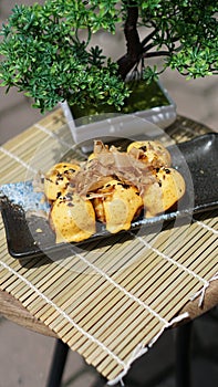 Takoyaki with mentai sauce