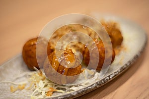 Takoyaki octopus balls - Japanese food and dessert