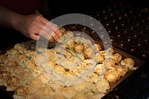 Takoyaki octopus balls, an Osaka speciality, Osaka, Japan