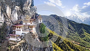 Taktshang Goemba or Tiger's nest Temple on mountain, Bhutan photo