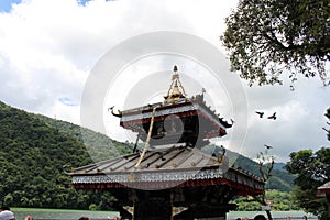 The Tal Barahi Nepali Budhdist temple by the middle of Phewa Lake in Pokhara photo
