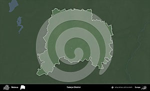 Talacyn District highlighted, Belarus. Physical