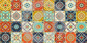 Talavera pattern. Indian patchwork. Azulejos portugal. Turkish ornament. Moroccan tile mosaic