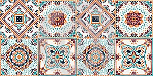 Talavera pattern. Indian patchwork. Azulejos portugal. Turkish ornament. Moroccan tile mosaic