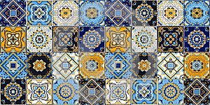 Talavera pattern. Indian patchwork. Azulejos portugal. Turkish ornament. Moroccan tile mosaic