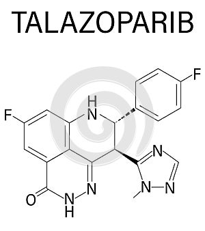 Talazoparib cancer drug molecule, PARP inhibitor. Skeletal formula. photo