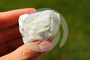 Talc mineral from Spain held in a hand