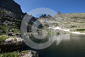 Tale lake in the mountains of the Western Sayan