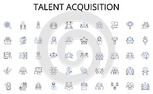 Talent acquisition line icons collection. Prosperity, Affluence, Abundance, Riches, Fortune, Opulence, Success vector