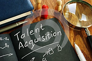 Talent acquisition sign in the note. Recruitment concept