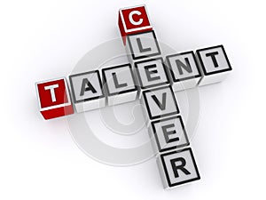 Talent clever word block on white