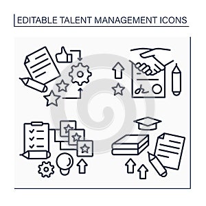 Talent management line icons set