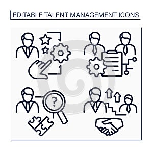 Talent management line icons set