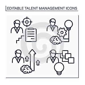 Talent management line icons set