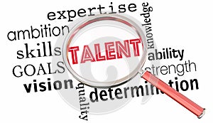 Talent Search Magnifying Glass Find Job Candidates Skilled People 3d Illustration