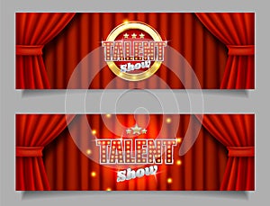 Talent show vector horizontal banner template set photo