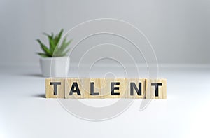 Talent Word Written In Wooden Cube on white background