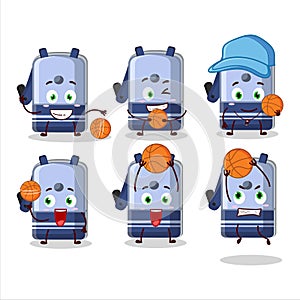 Talented blue pencil sharpener table cartoon character as a basketball athlete