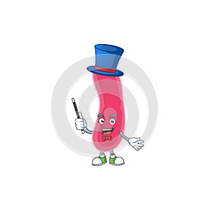 Talented fusobacteria Magician cartoon mascot design style