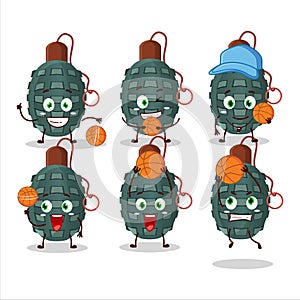 Talented granade firecracker cartoon character as a basketball athlete