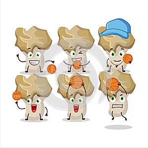 Talented hedgehog mushroom cartoon character as a basketball athlete