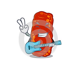 Talented musician of acinetobacter bacteria cartoon design playing a guitar