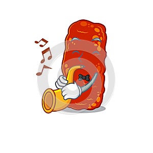 Talented musician of acinetobacter bacteria cartoon design playing a trumpet