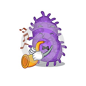 Talented musician of bacteria bacilli cartoon design playing a trumpet