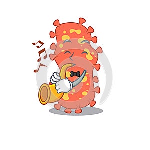Talented musician of bacteroides cartoon design playing a trumpet photo