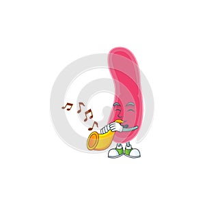 Talented musician of fusobacteria mascot design playing music with a trumpet