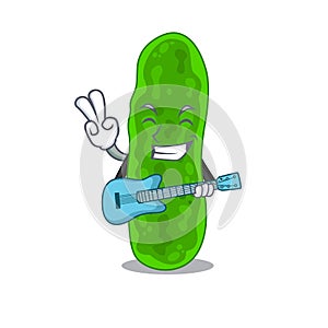 Talented musician of legionella micdadei cartoon design playing a guitar