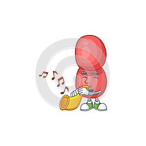 Talented musician of neisseria gonorrhoeae mascot design playing music with a trumpet