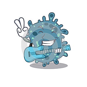 Talented musician of rickettsia cartoon design playing a guitar photo