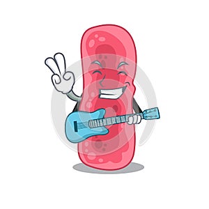 Talented musician of shigella sonnei cartoon design playing a guitar photo