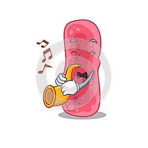 Talented musician of shigella sonnei cartoon design playing a trumpet