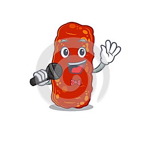 Talented singer of acinetobacter bacteria cartoon character holding a microphone