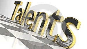 Talents sign in gold and glossy letters